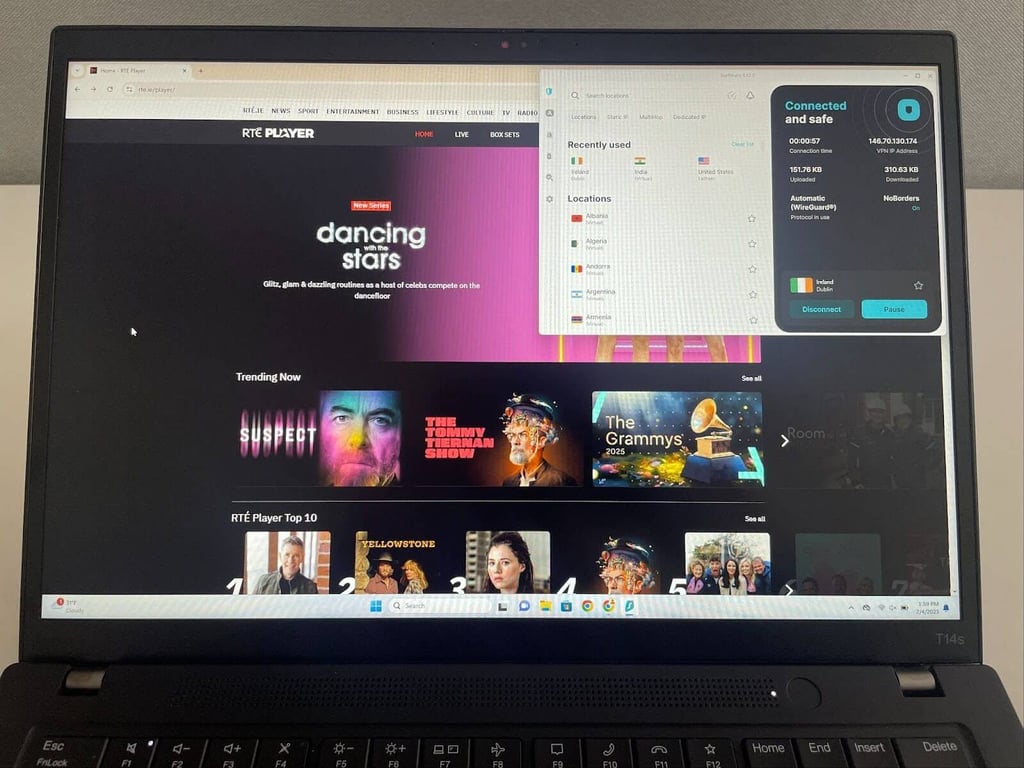 Surfshark unblocking RTE in Ireland