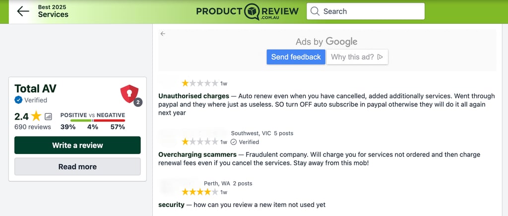 TotalAV Product Review customer reviews