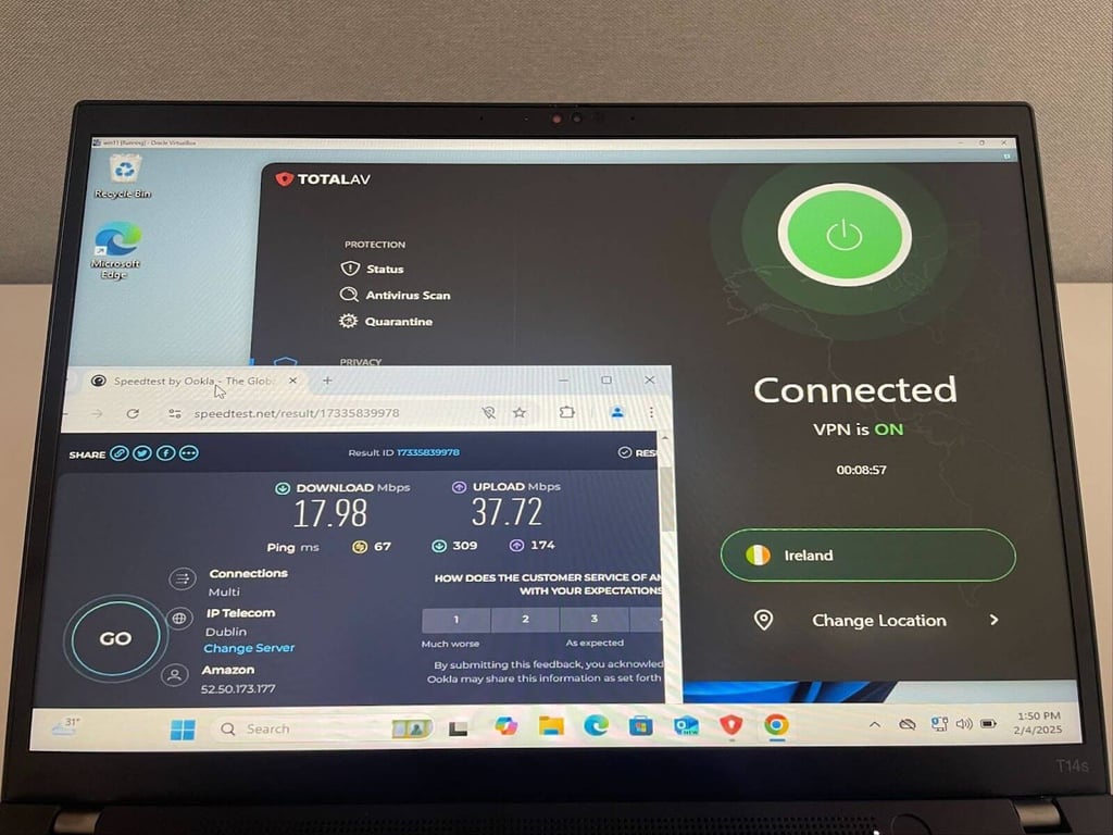 TotalVPN speed test results