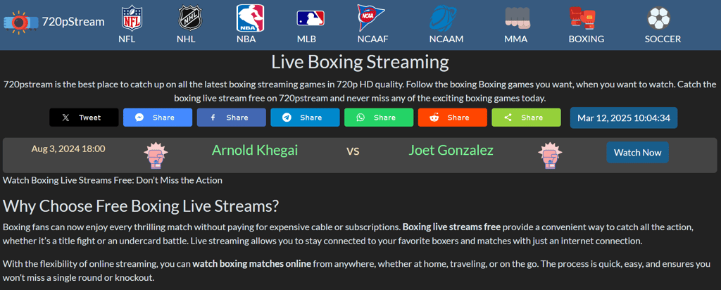 720pStream boxing category page