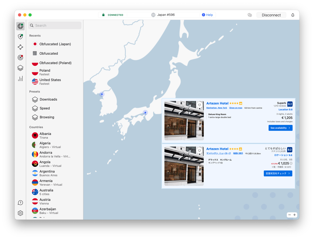booking hotels with NordVPN