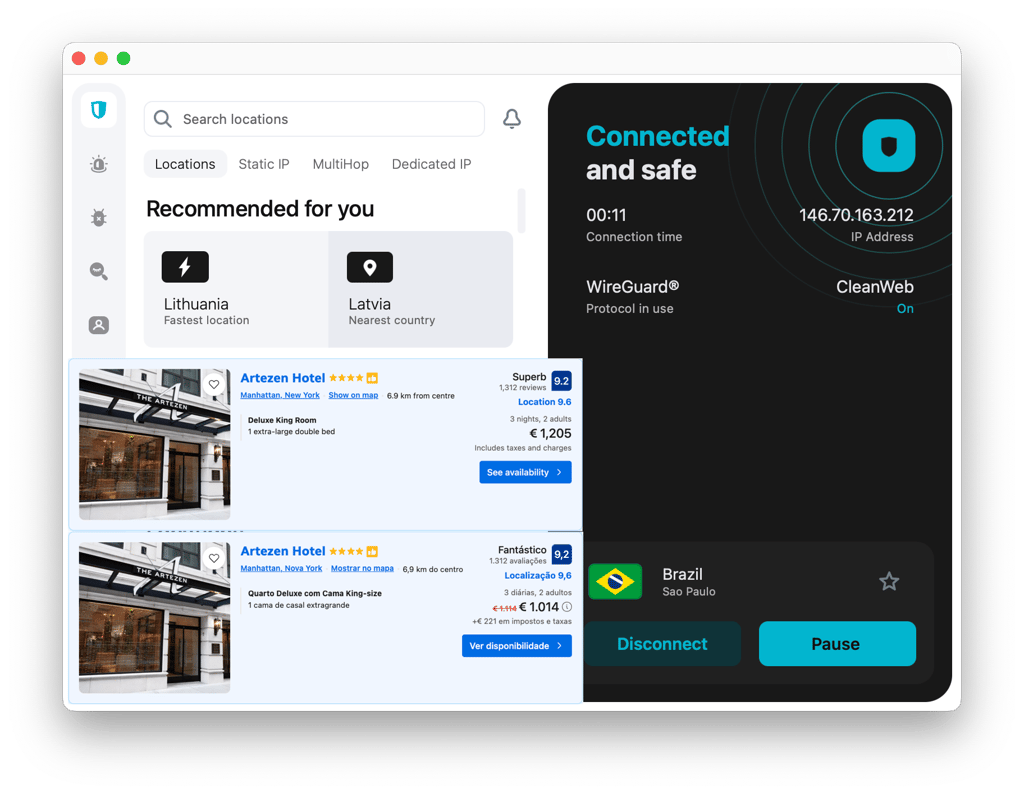 using Surfshark VPN to book hotels