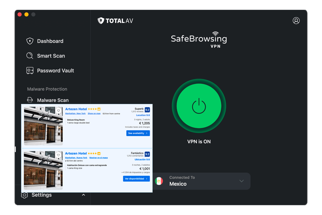 Total VPN for cheaper hotels