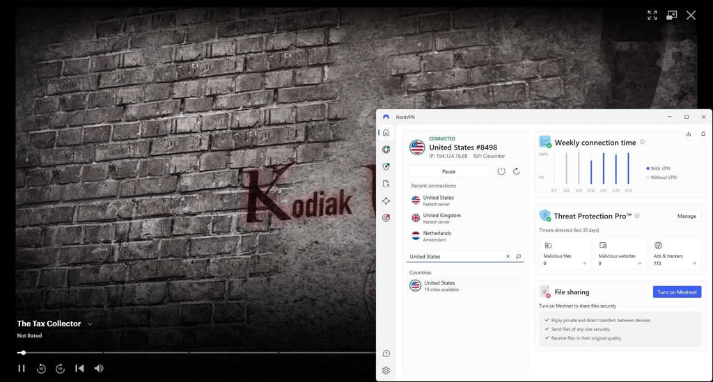 NordVPN used to access Hulu in the UK