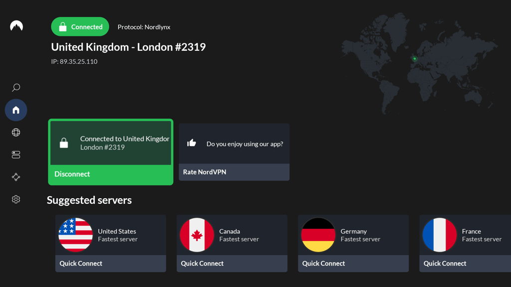 NordVPN's Android TV app