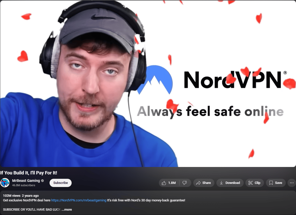MrBeast NordVPN sponsorship