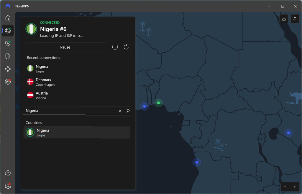 Connect to Nigeria server