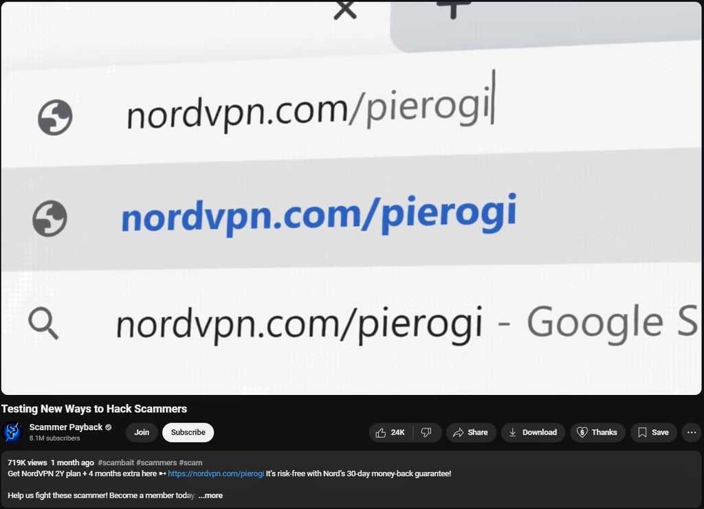 NordVPN YouTube code Pierogi