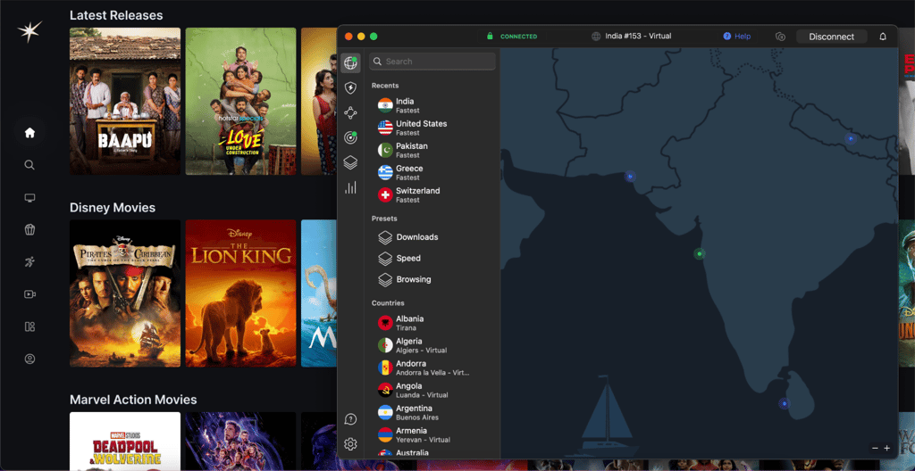 NordVPN unblocking Disney Hotstar India