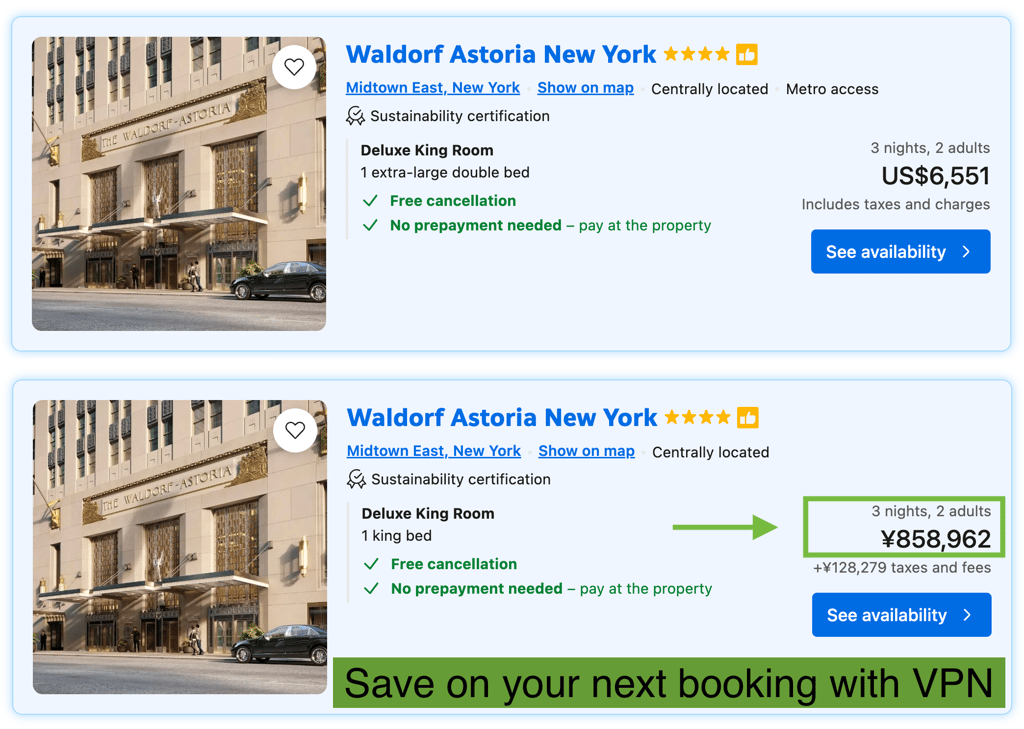 use vpn to get cheaper hotels