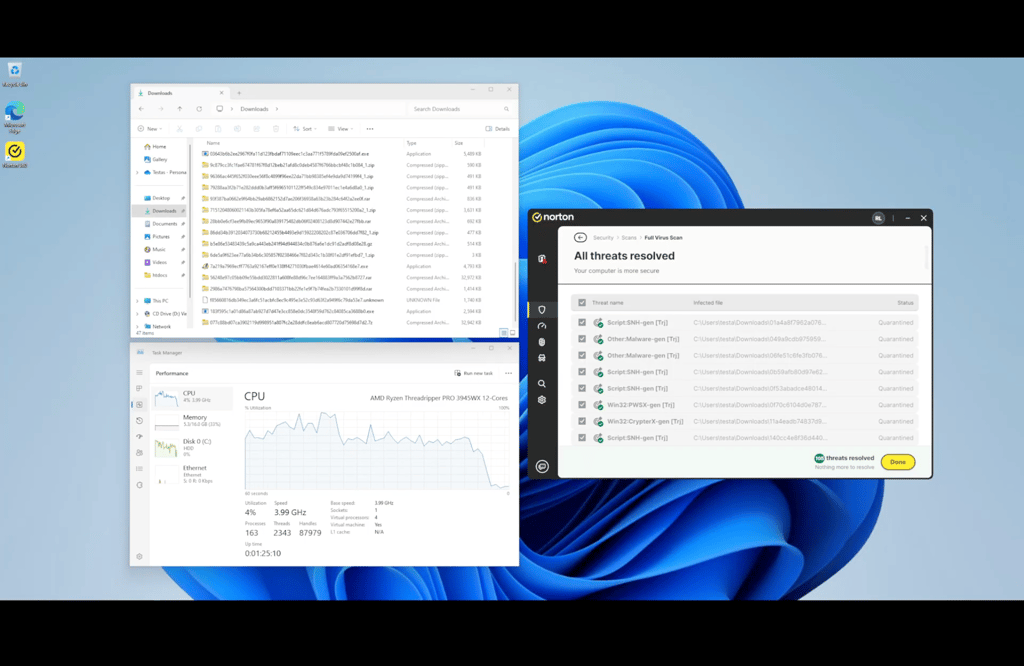 Norton's live full scan process