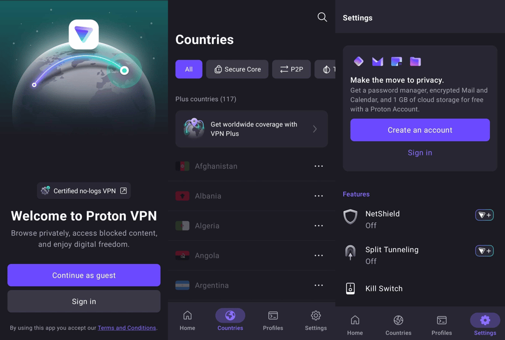Free Proton VPN for Android