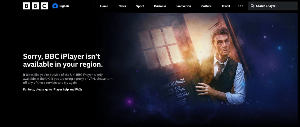 BBC iPlayer blocked because my IP address is outside the UK