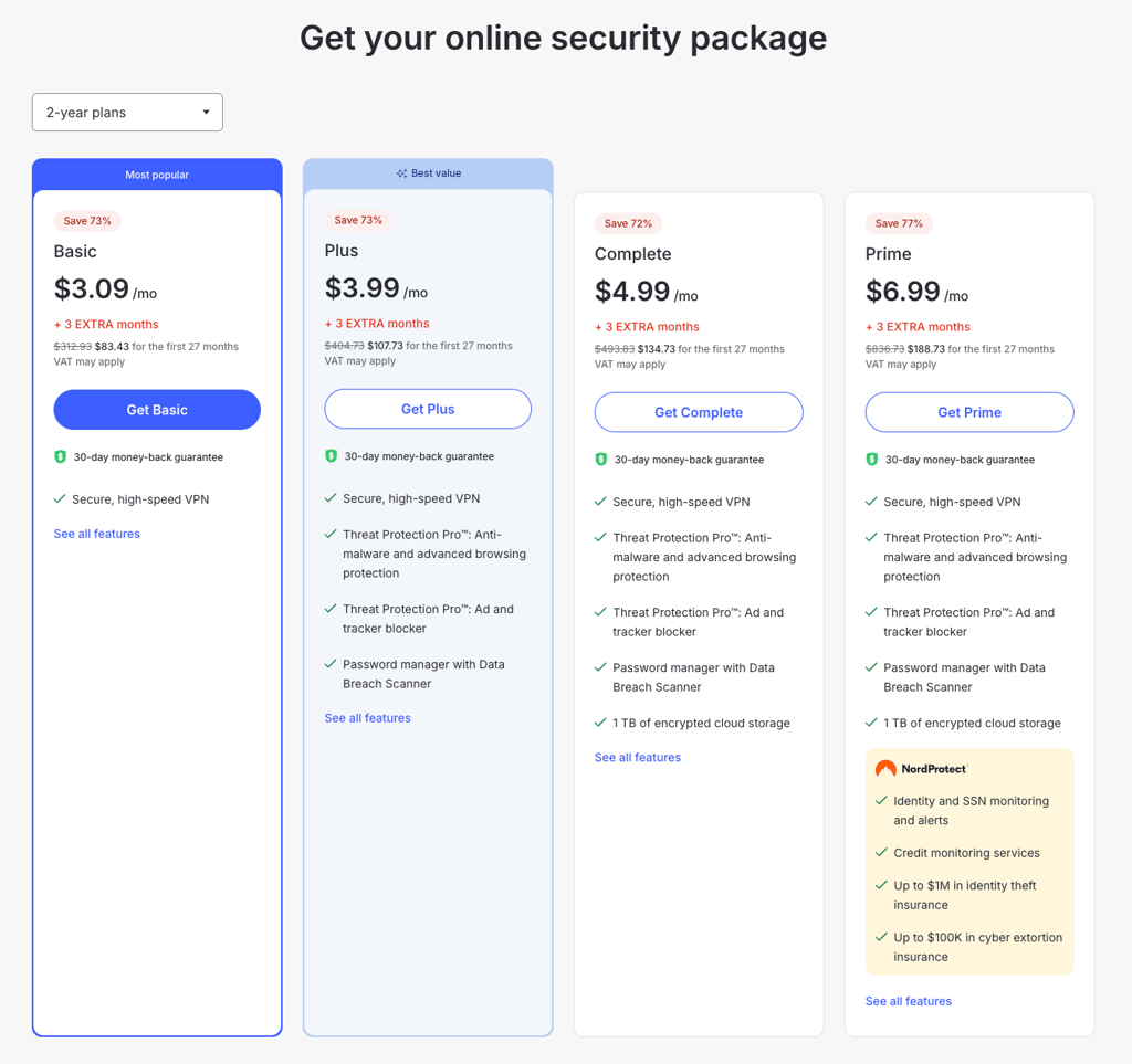 Get NordVPN online security package