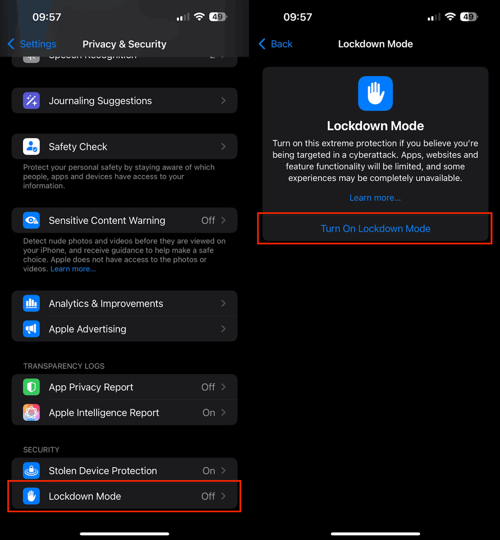 Lockdown Mode on iOS