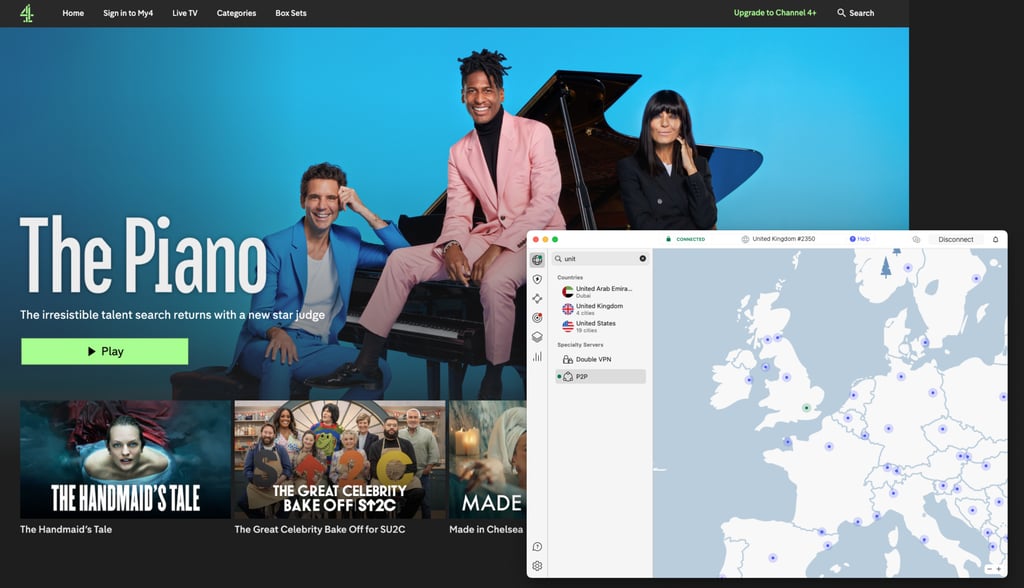 Channel4 unlocked with NordVPN UK server