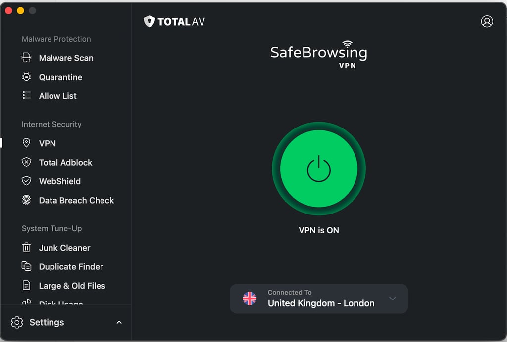 TotalVPN SafeBrowsing feature
