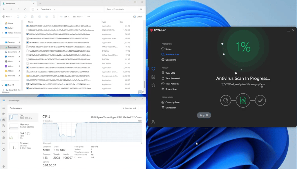TotalAV scanning performance and impact on Windows 11