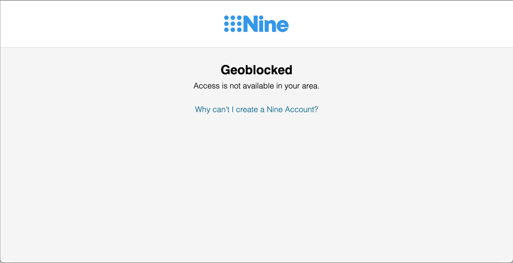 9Now geo-block error message