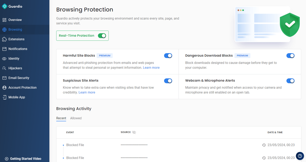 Guardio browser extension on macOS