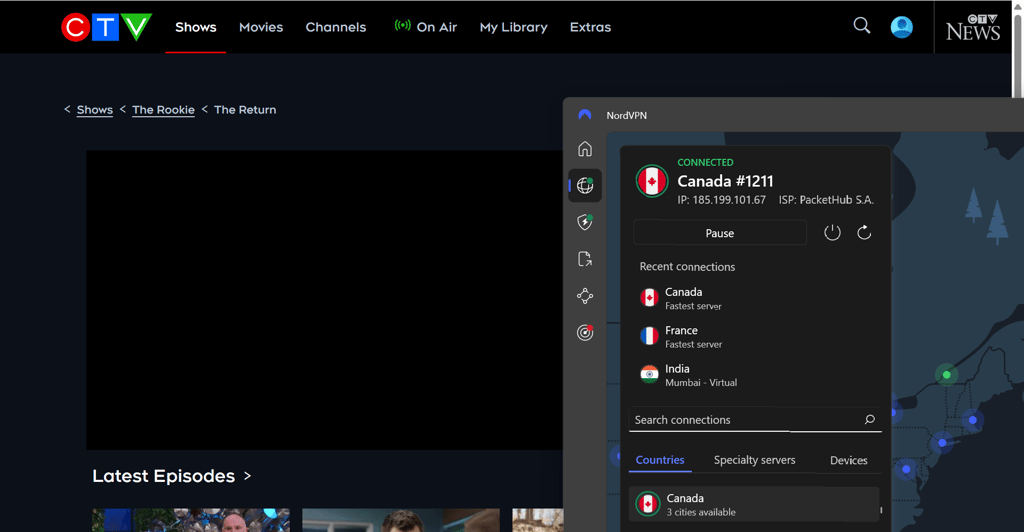 NordVPN unblocks CTV library