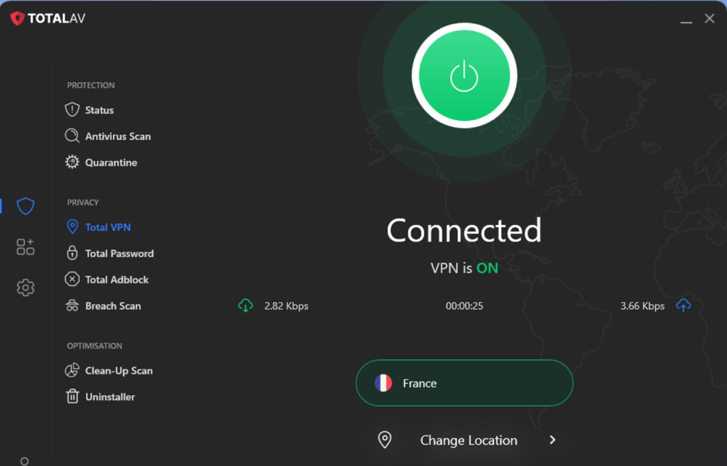 TotalVPN connected to France