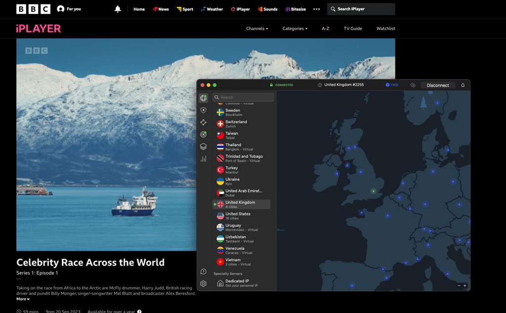 Access BBC iPlayer with NordVPN from abroad