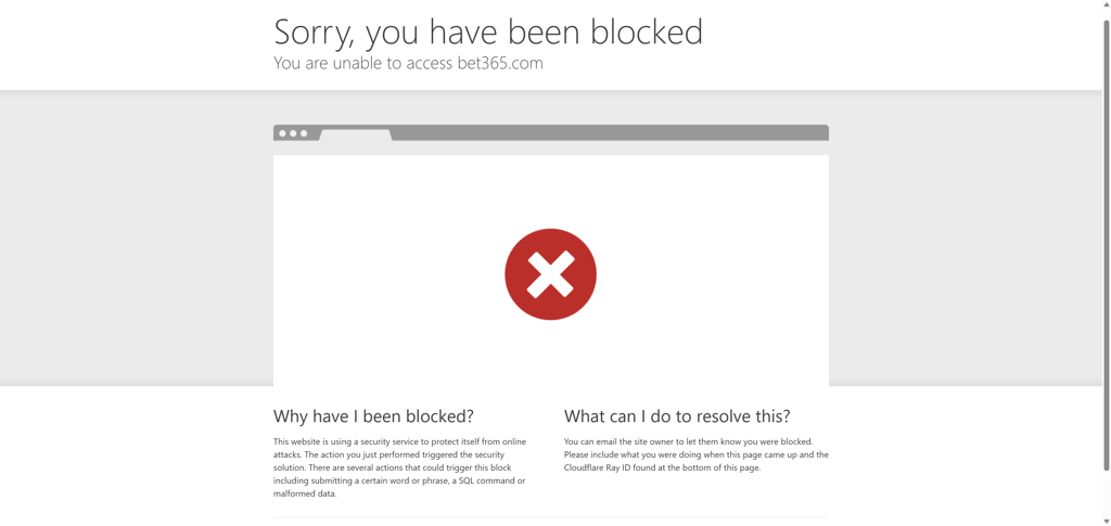bet365 website blocked without a VPN