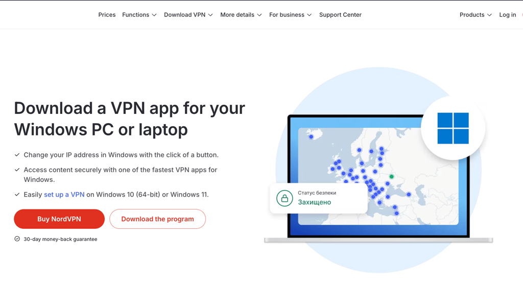 NordVPN's download page