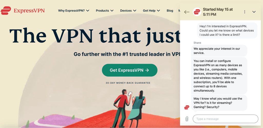 ExpressVPN customer support live chat