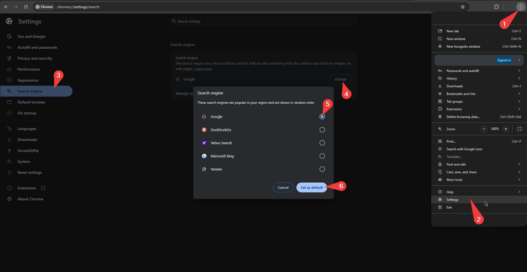 modify your default search engine