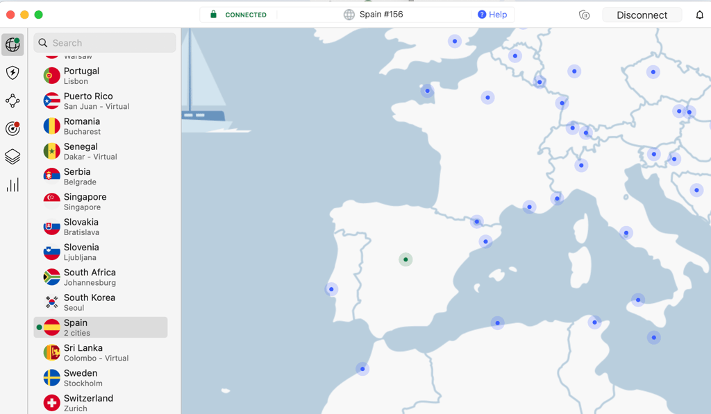 NordVPN Spain server
