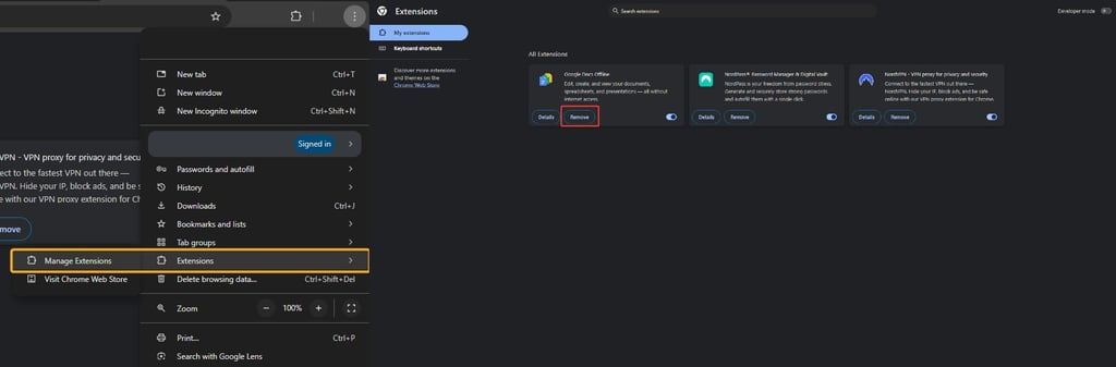 Remove suspicious extensions