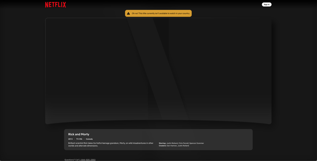 Rick and Morty unavailable on Netflix error