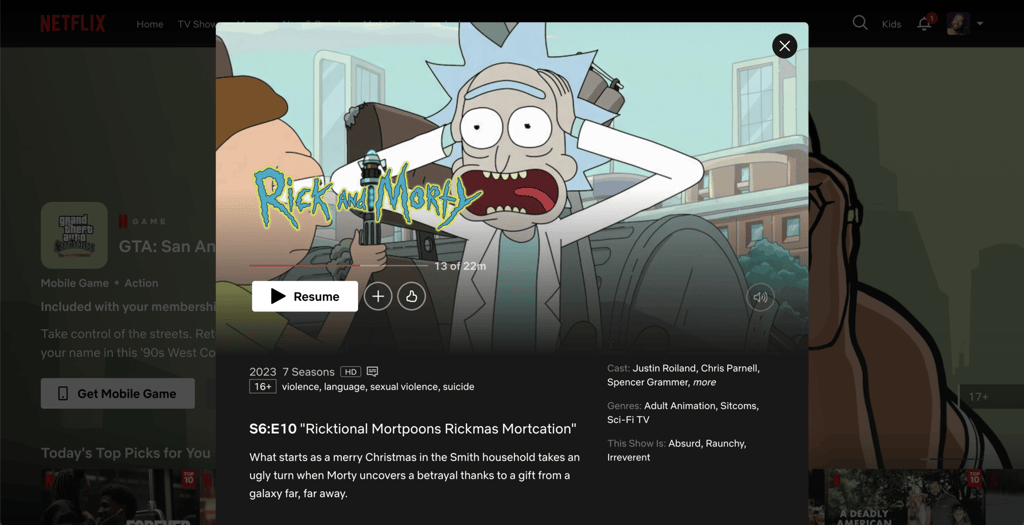 Rick and Morty on Lithuanian Netflix