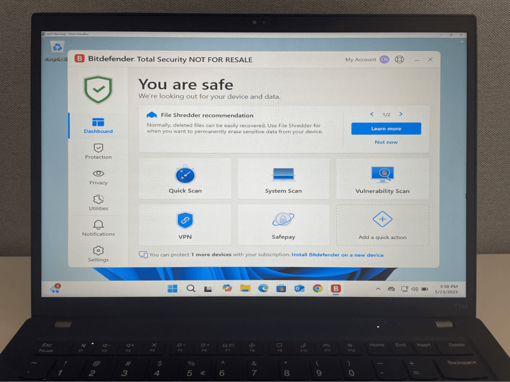 Bitdefender app on Windows