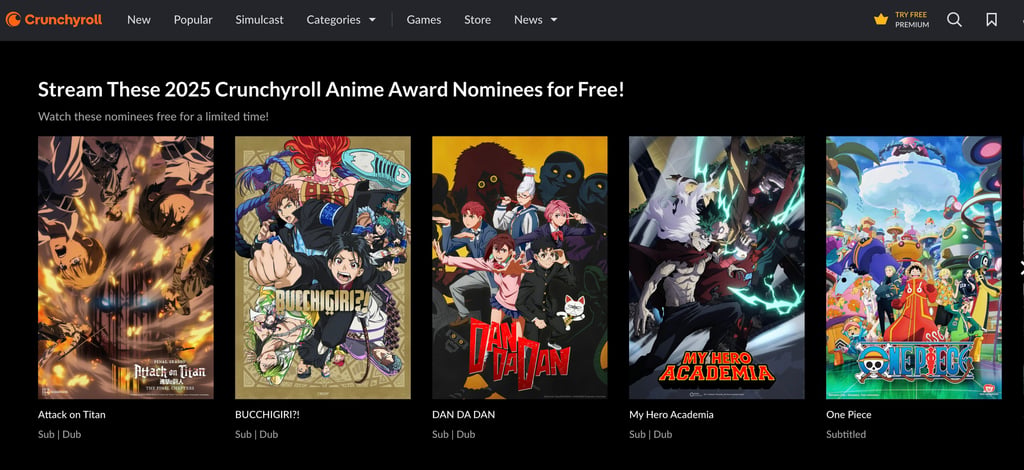 Watch anime on Crunchyroll
