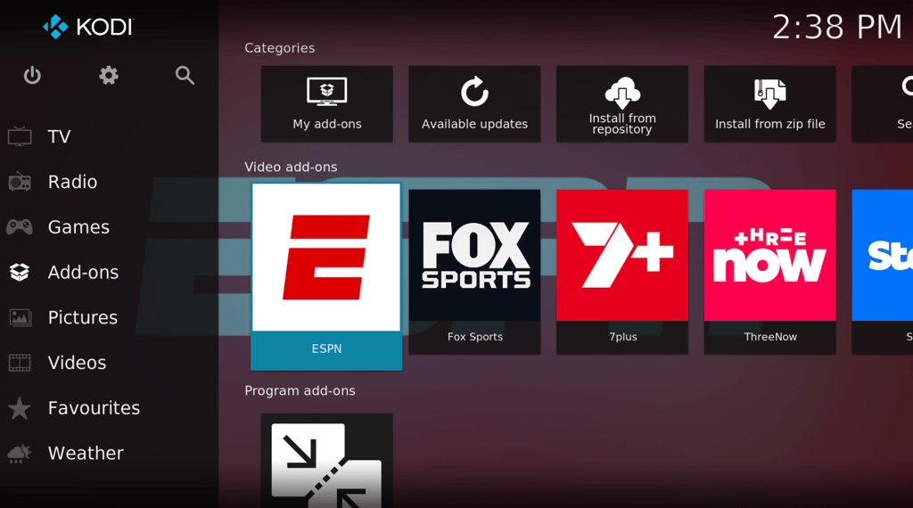 ESPN Kodi add-on