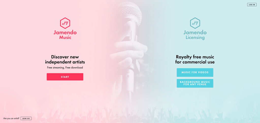 Jamendo main site page