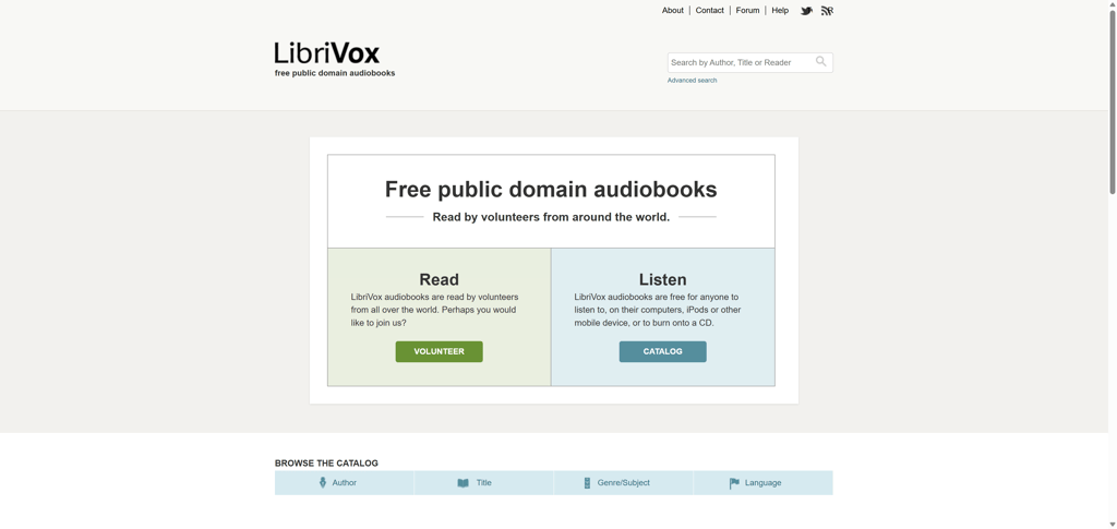 LibriVox main website page