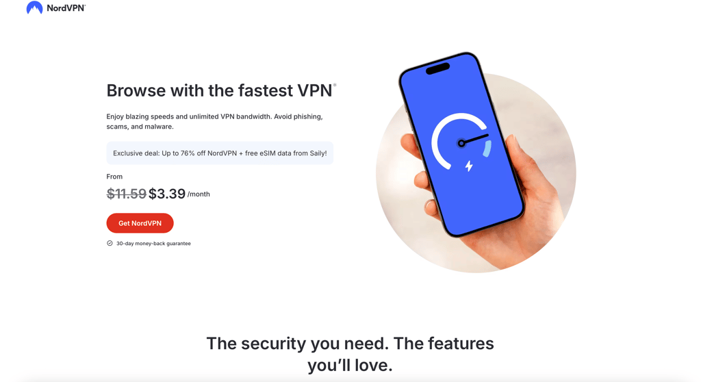 NordVPN's special offer page