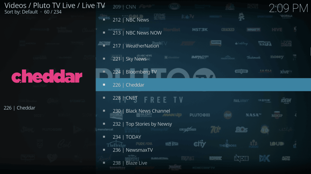 Pluto TV Kodi add-on