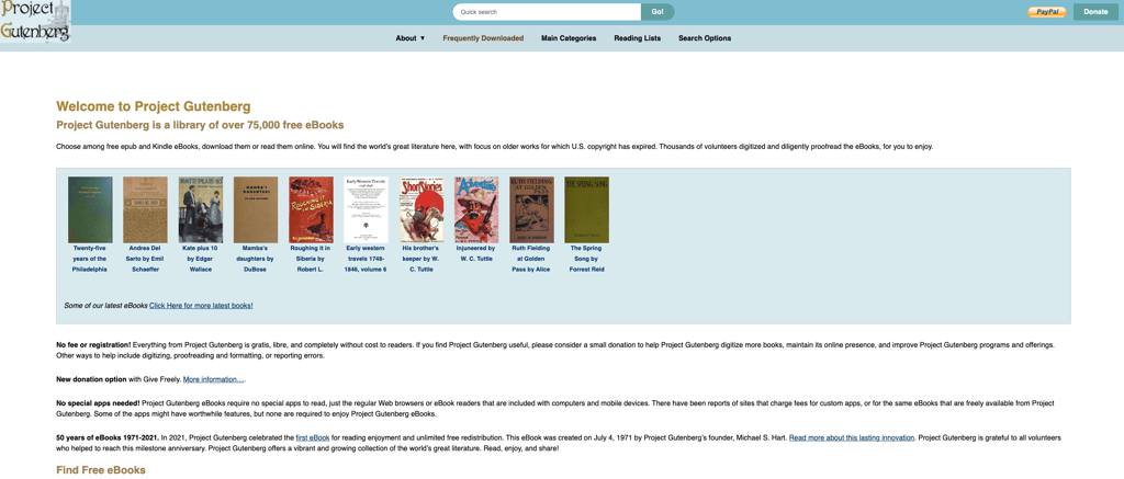 Project Gutenberg best torrenting sites alternatives