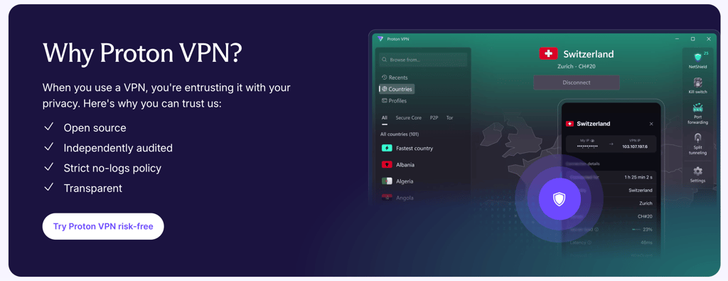 Proton VPN main page