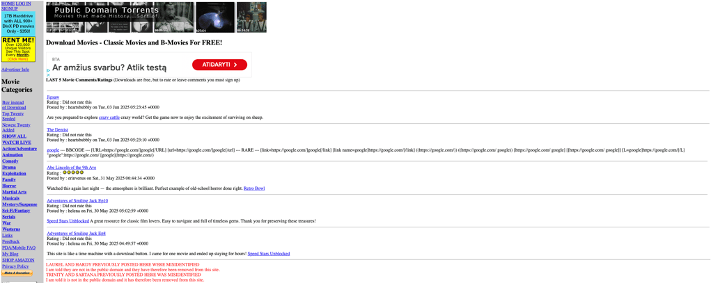 Public Domain Torrents site is one of the best torrenting sites alternatives for classic movie torrents