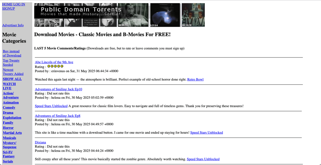 Public Domain Torrents website