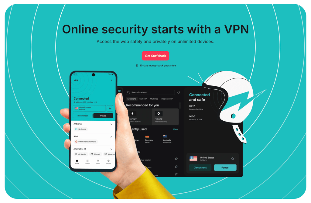Get Surfshark VPN main website page