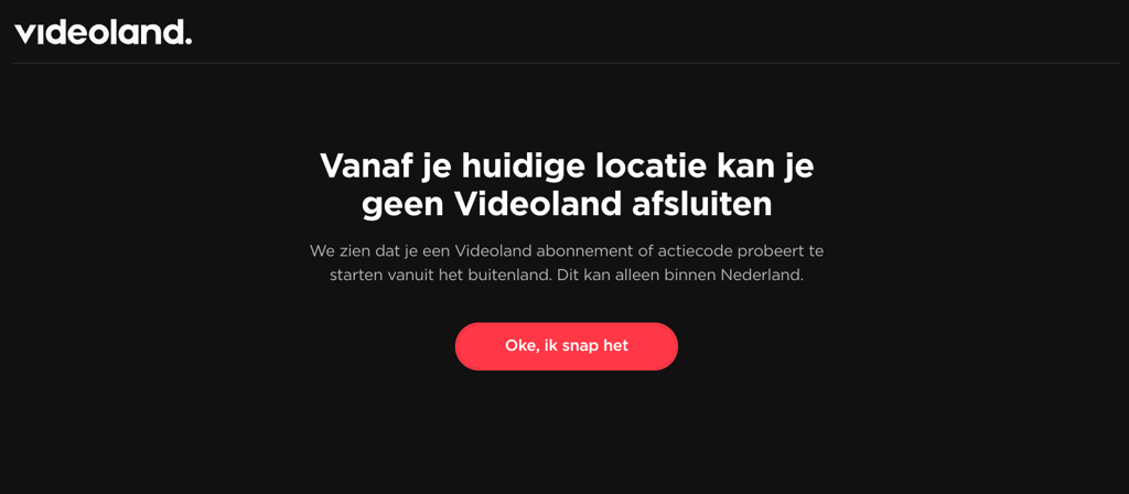 Videoland blocked access message