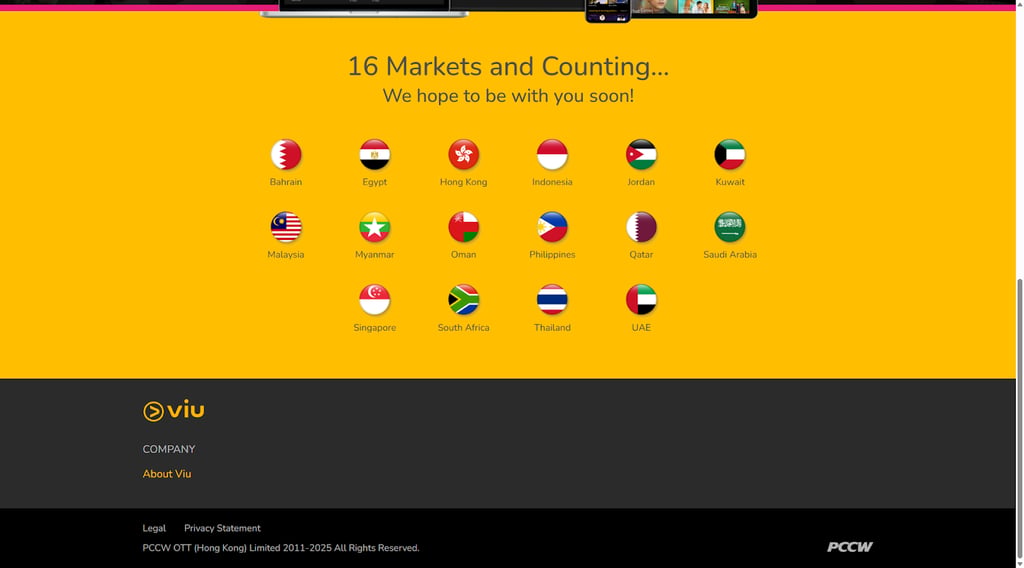 Viu streaming service unavailable outside of Singapore