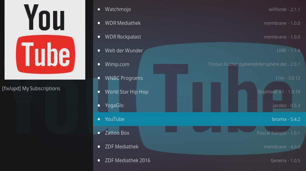 YouTube TV Kodi add-on